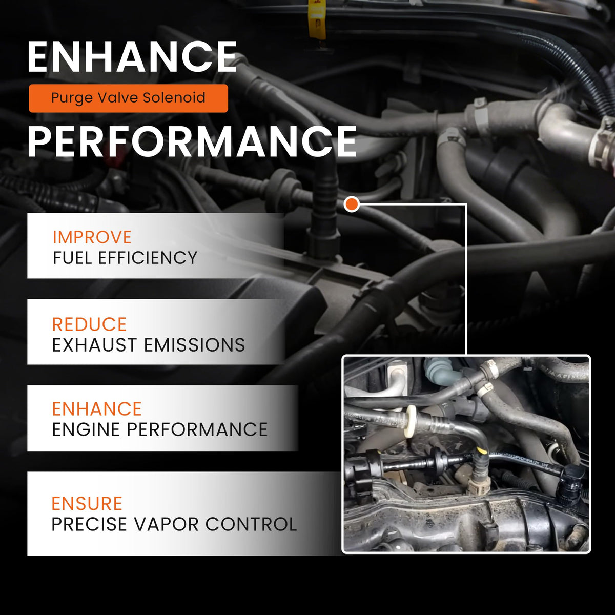 RLP purge valve installed under hood demonstrating correct EVAP placement