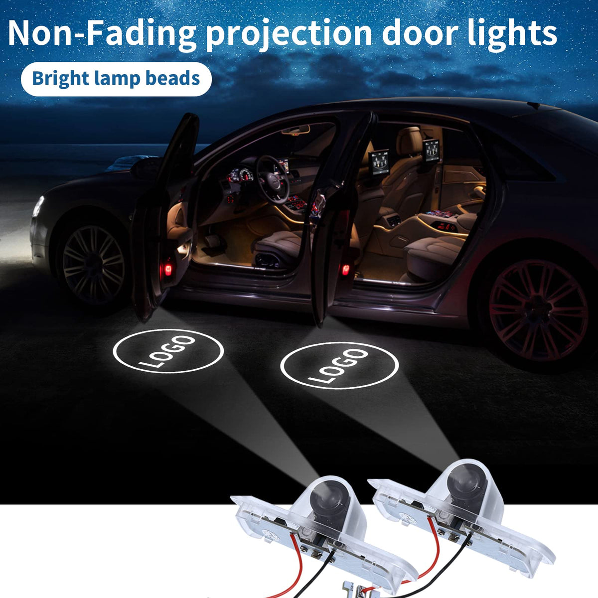 RLRHOO installed on open Accord door projecting clear logo onto ground for visibility