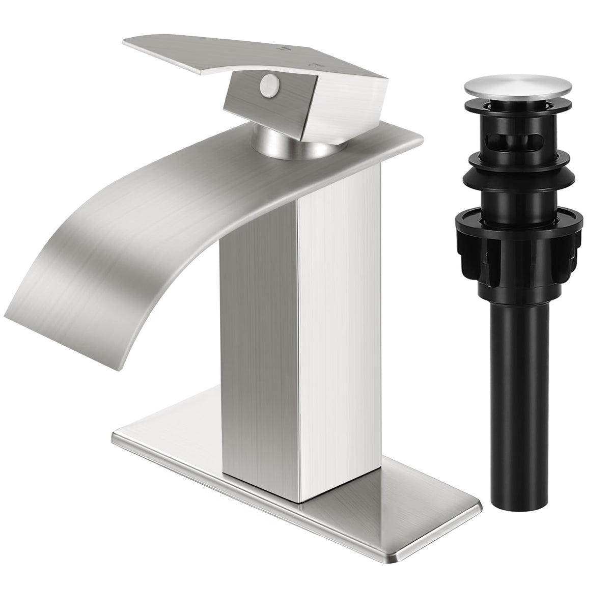 RNDIOZD front view faucet showing modern waterfall spout and sleek silhouette benefit: stylish upgrade
