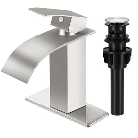 RNDIOZD front view faucet showing modern waterfall spout and sleek silhouette benefit: stylish upgrade