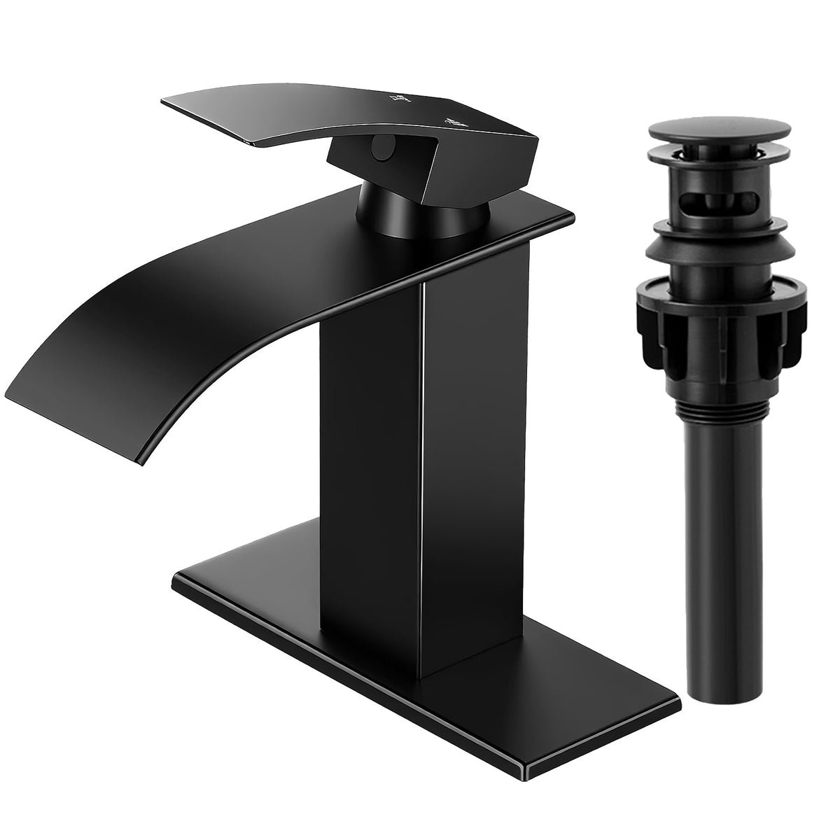 RNDIOZD matte black faucet front view showing sleek design and durability
