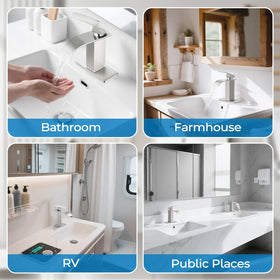 RNDIOZD faucet held beside a hand showing scale and ergonomics benefit: easy to operate