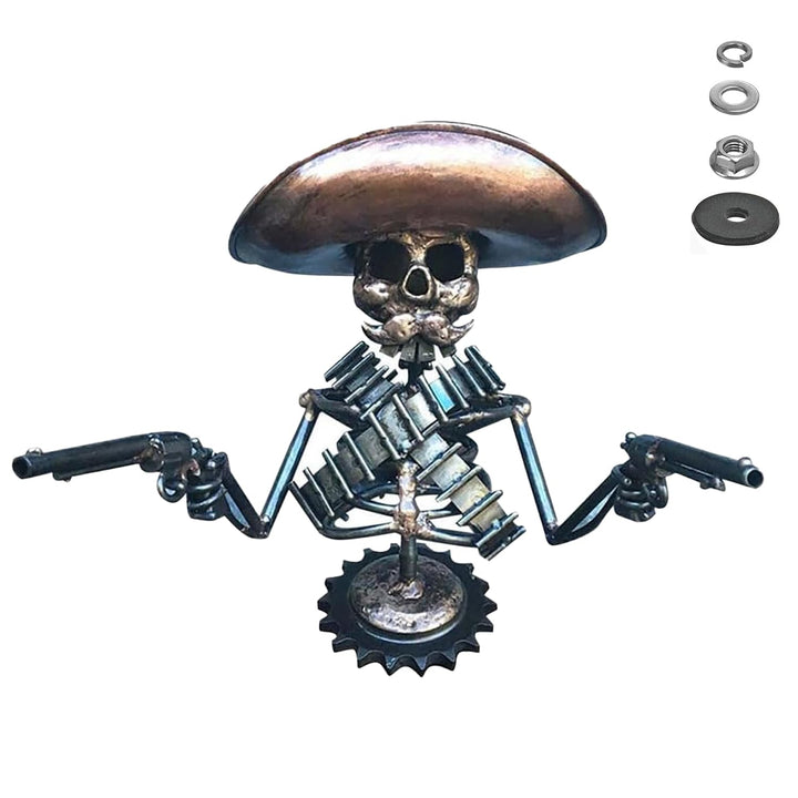 Rneswi front view cowboy skull ornament showing bold gunslinger profile and styling benefit