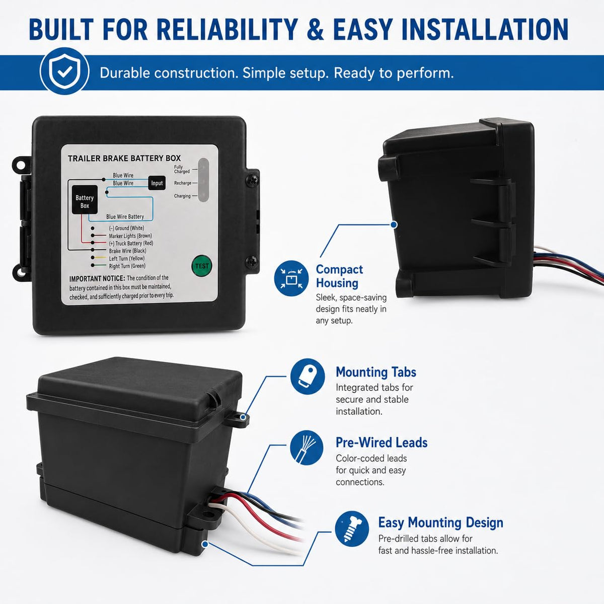 Rnigs side-mount breakaway switch attached to bracket for simple installation benefit