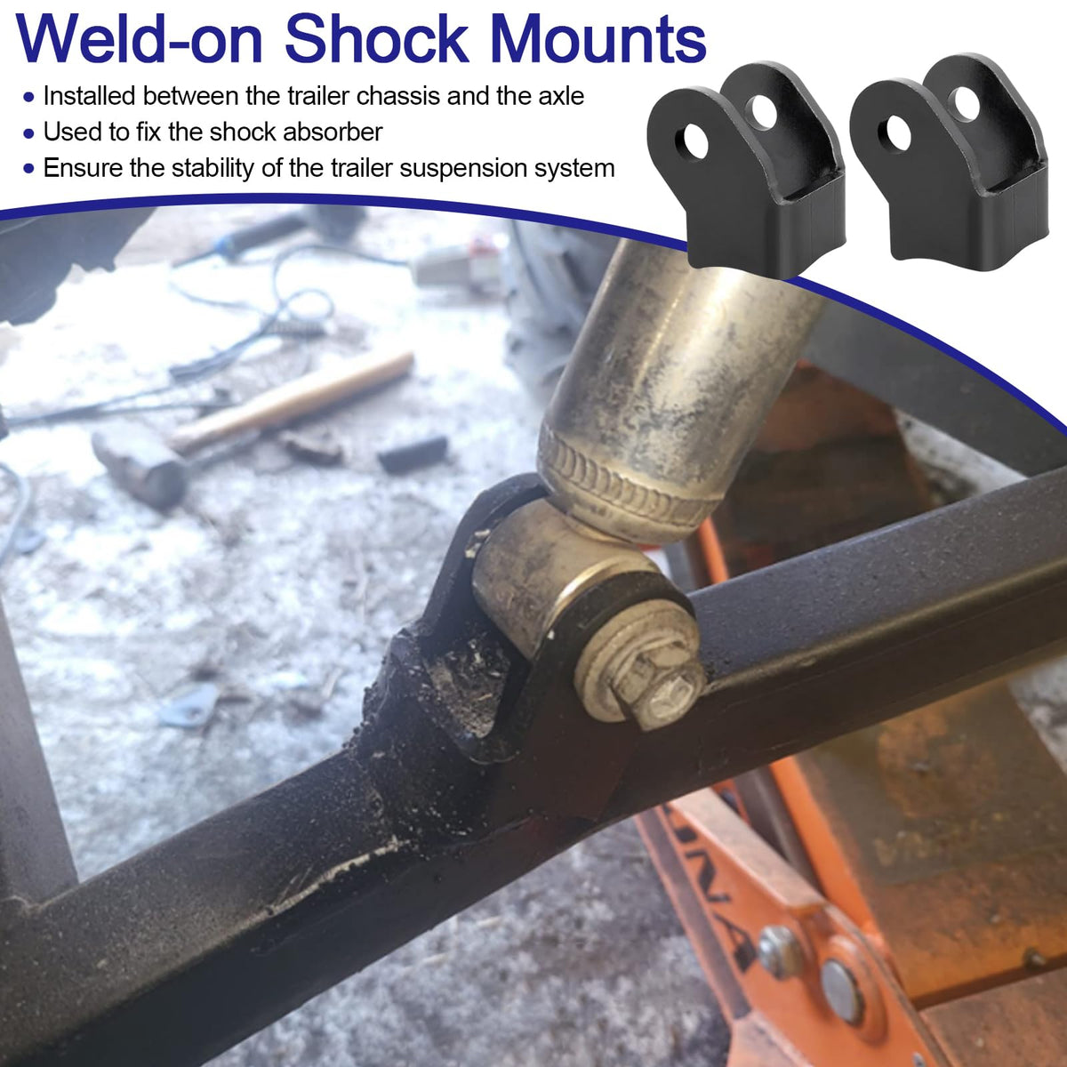 RO6G weld-on bracket mounted to axle illustrating secure attachment