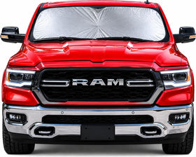 Road Charms front view of Jumbo XL shade showing full windshield coverage and cooling benefit