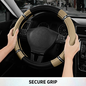 Road Comforts cover beside ruler showing universal 14.5–15.5" fit benefit