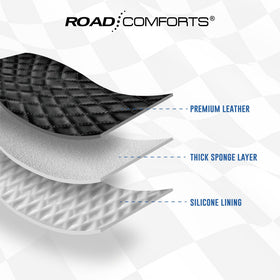 Road Comforts stitching and color contrast detail emphasizing premium look