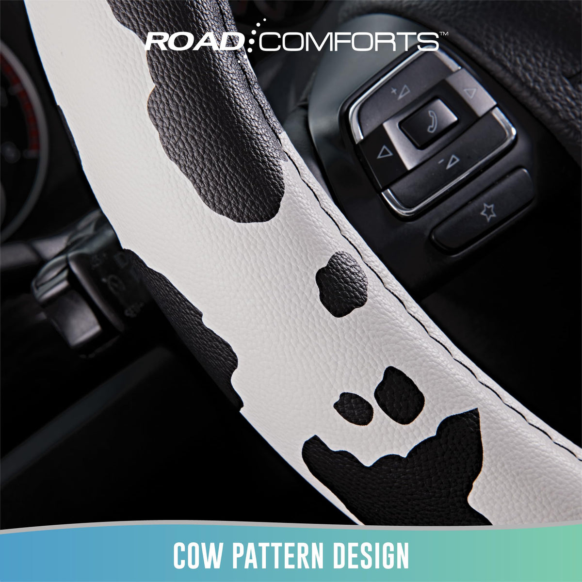 Road Comforts cover next to ruler size comparison showing fit for 14½ to 15-inch wheels
