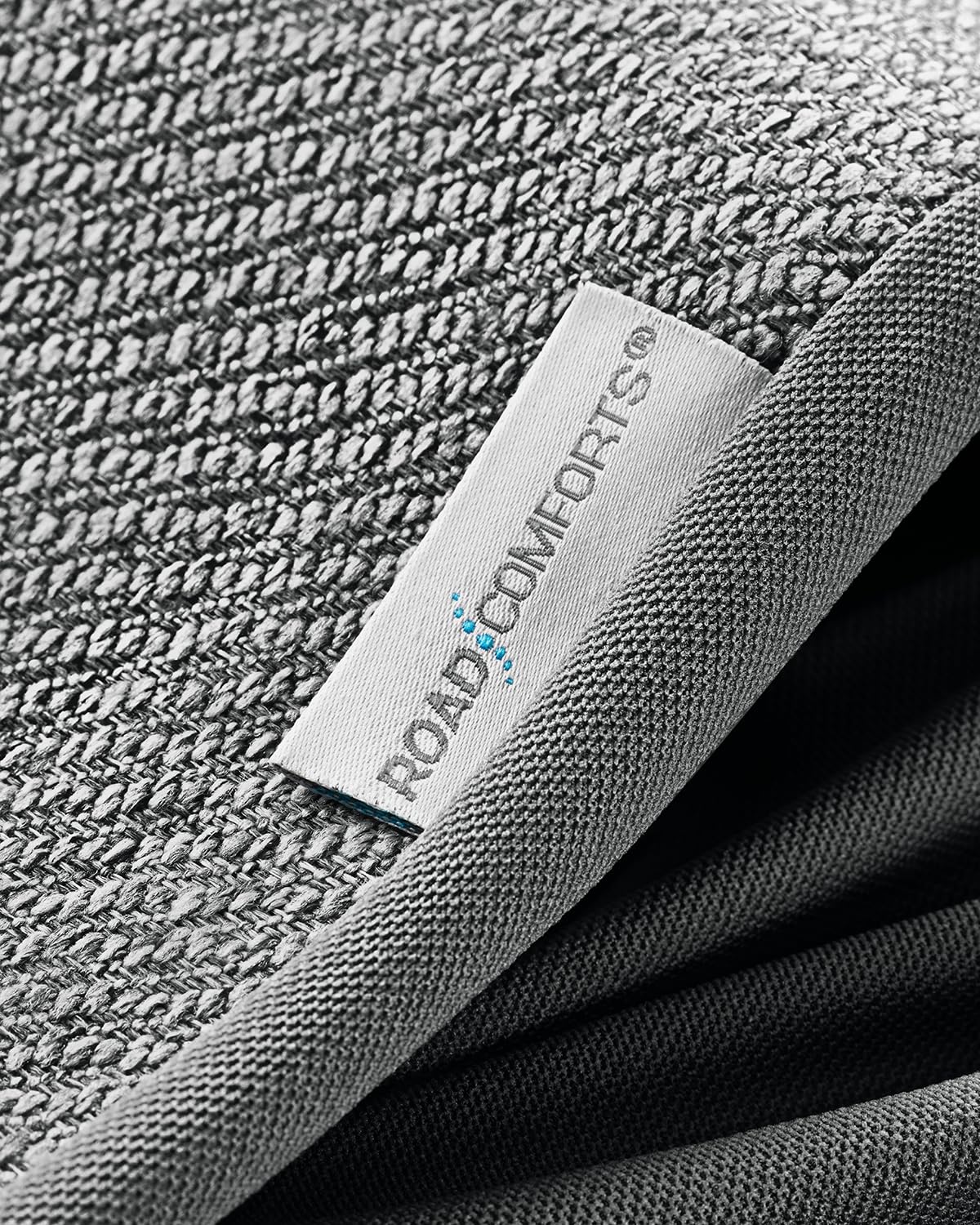 Road Comforts elastic hook attachment close-up shows easy tool-free installation