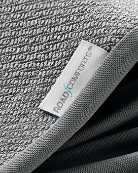 Road Comforts elastic hook attachment close-up shows easy tool-free installation