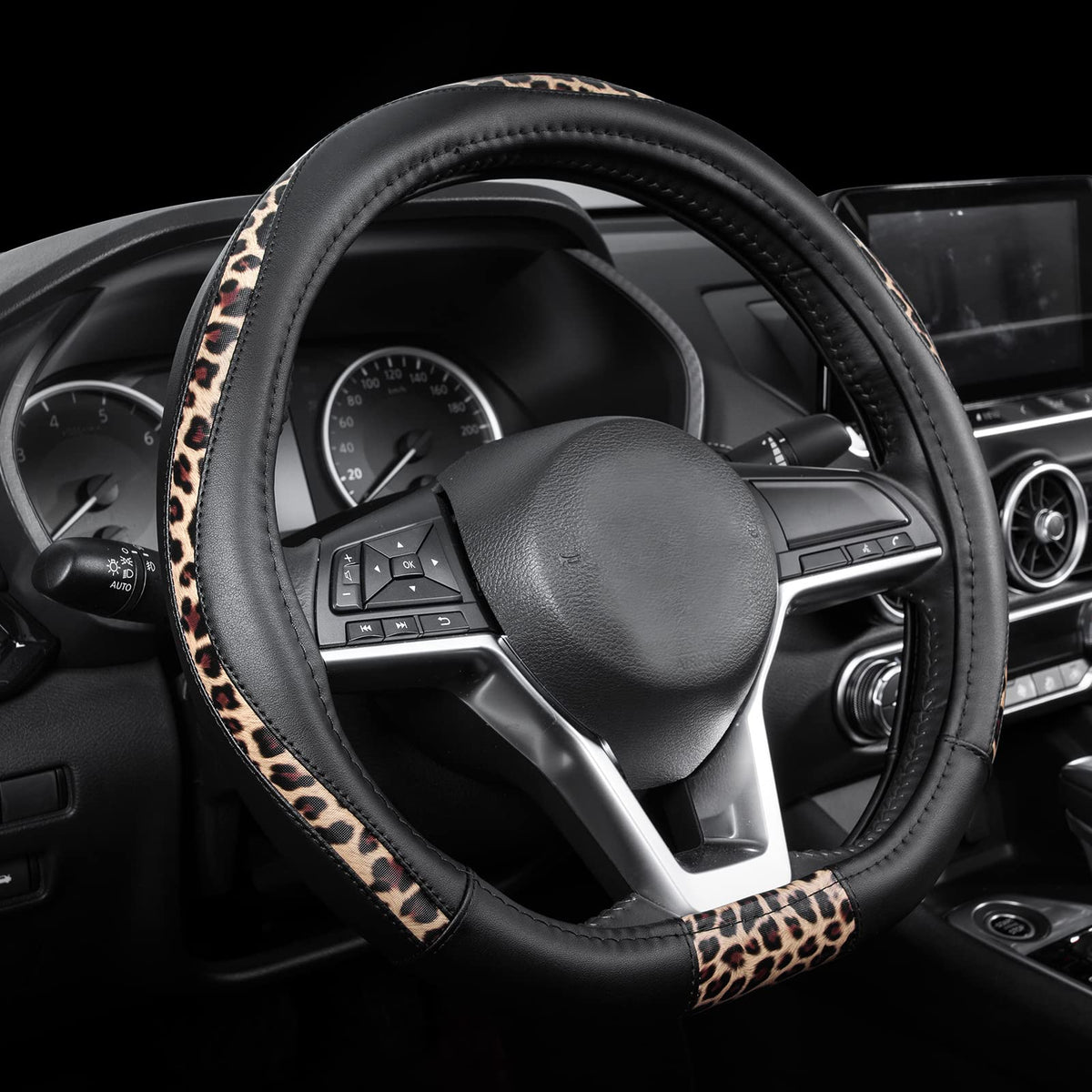 Road Comforts front view showing flat bottom and leopard accent for sporty look