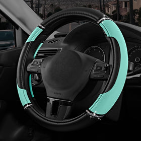 Road Comforts front view of mint steering wheel cover showing full design and fit benefit