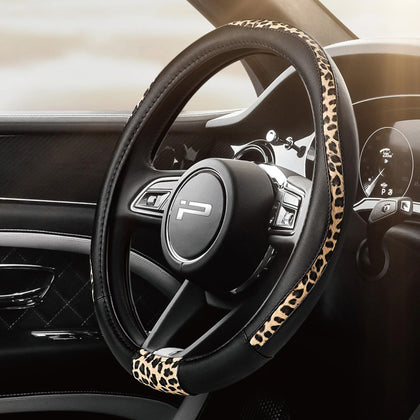 Road Comforts front view showing cheetah print and bold styling, enhancing interior look