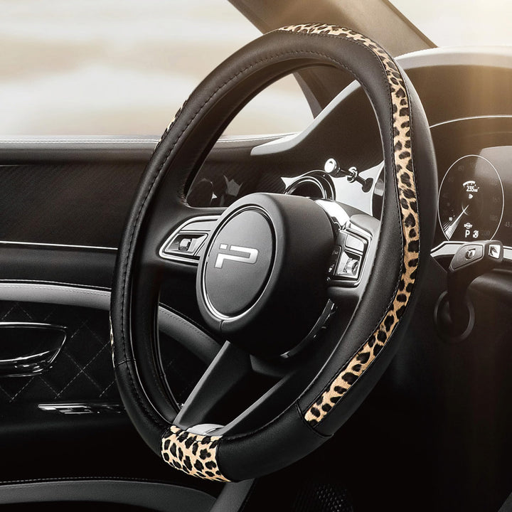 Road Comforts front view showing cheetah print and bold styling, enhancing interior look