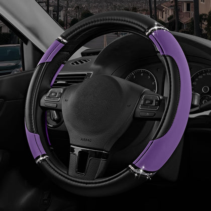 Road Comforts front view of purple steering wheel cover showing full fit and style