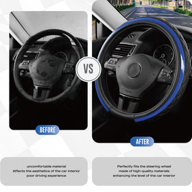 Road Comforts cover installed on steering wheel showing improved grip and feel