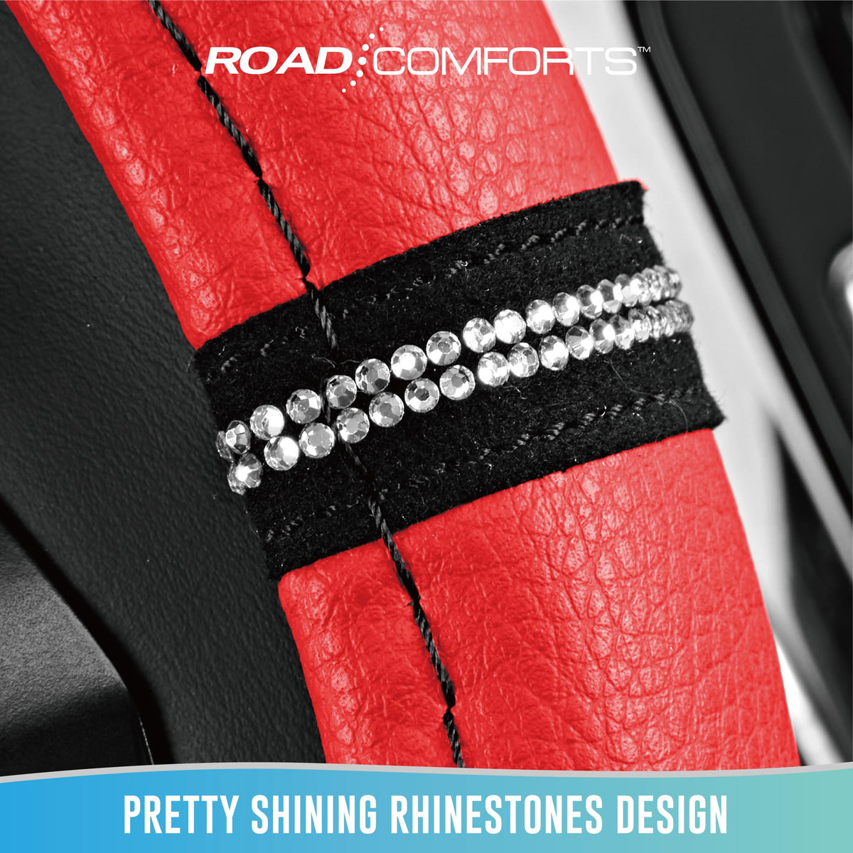 Road Comforts cover next to ruler showing fit for 14.5–15 inch wheels