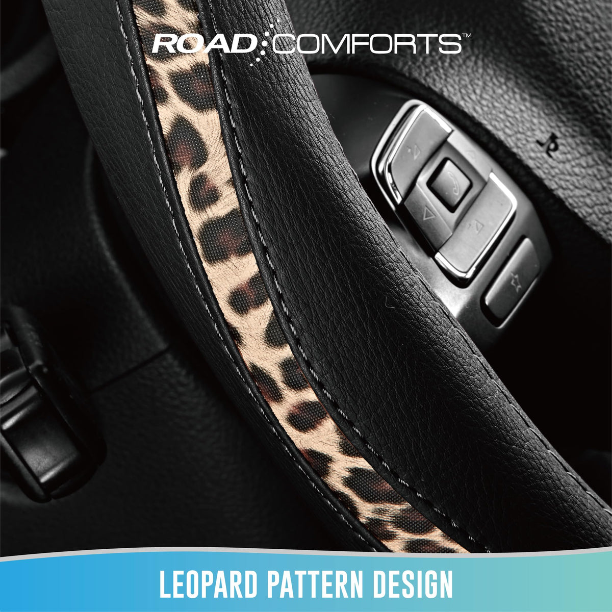 Road Comforts lifestyle shot in car interior showcasing stylish upgrade and cohesion