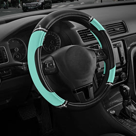 Road Comforts mint cover in car interior showing stylish upgrade and sun protection