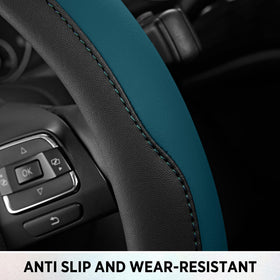 Road Comforts lifestyle shot on dashboard adding style and protecting original wheel