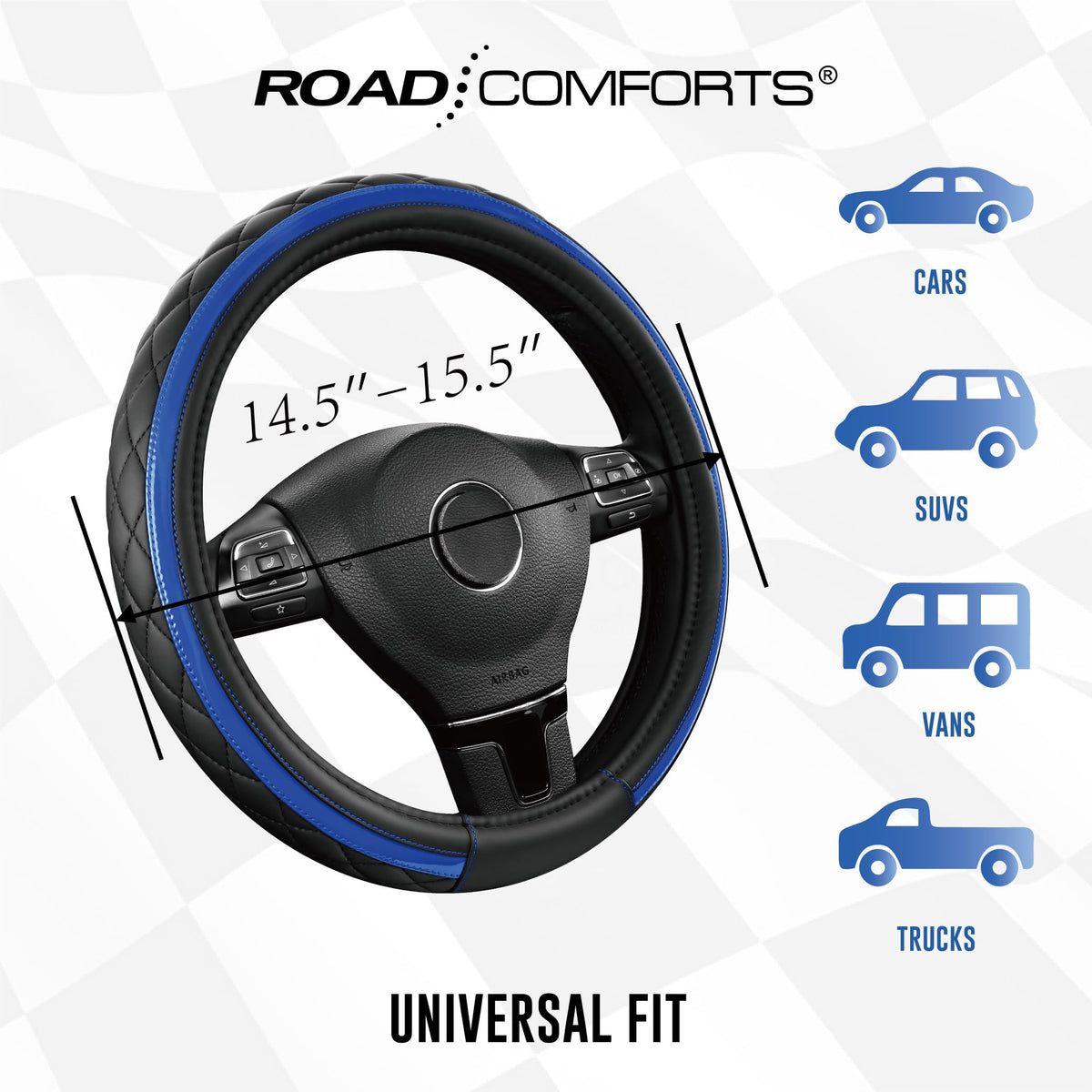 Road Comforts lifestyle shot of driver hands demonstrating better control