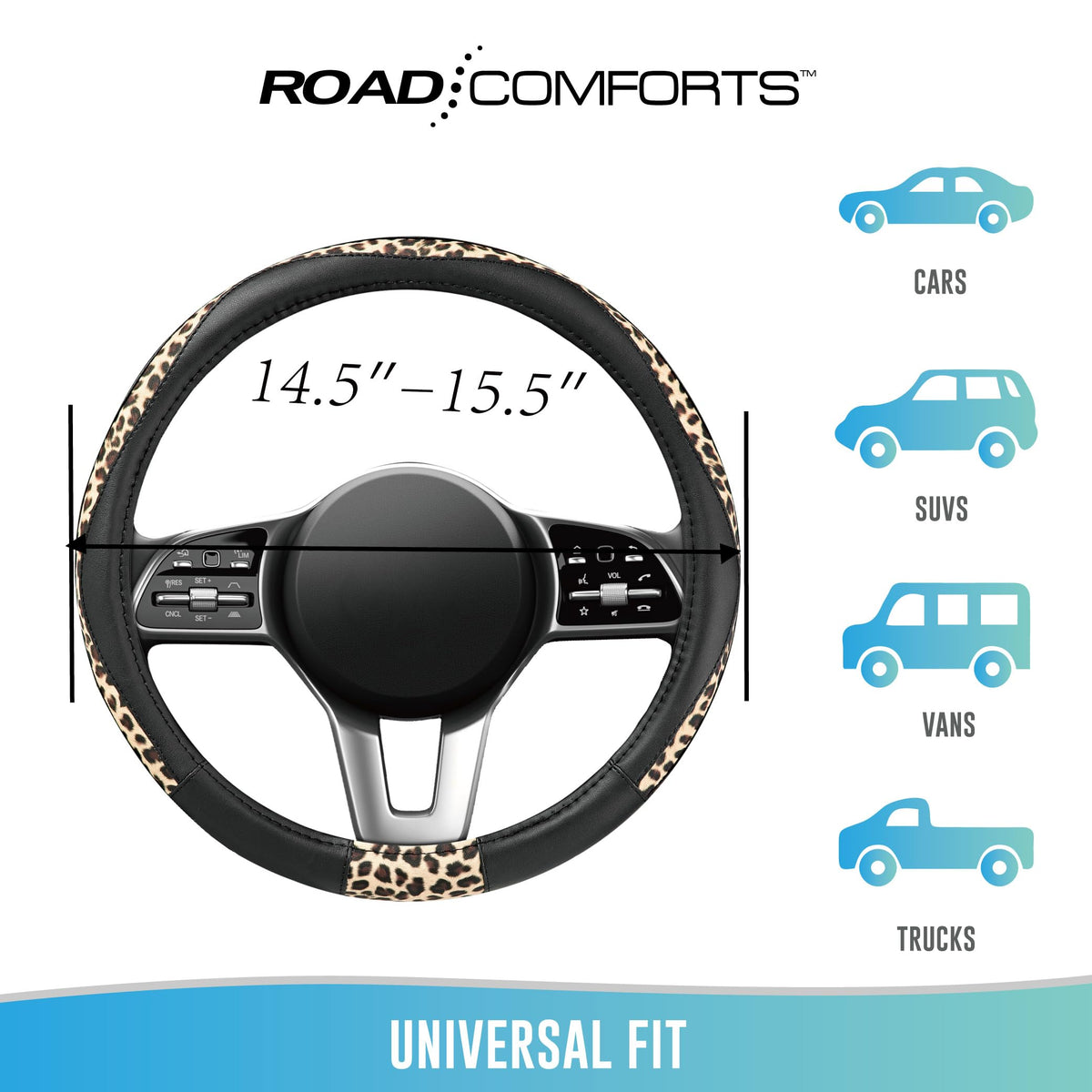 Road Comforts packaging flat lay showing product ready-to-install and travel-friendly