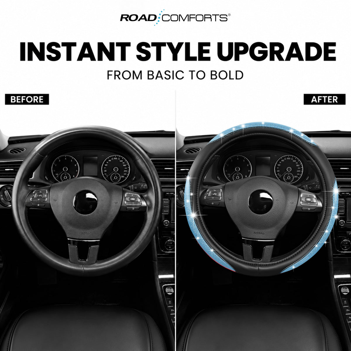 Road Comforts label and material texture highlighting premium leather