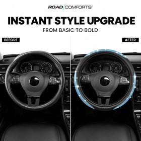 Road Comforts label and material texture highlighting premium leather