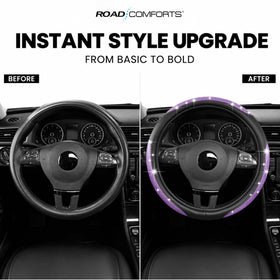 Road Comforts lifestyle image on dashboard showing upgraded interior aesthetics