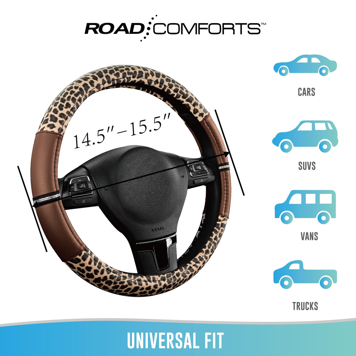 Road Comforts next to ruler for size comparison, confirms 14.5–15 inch fit