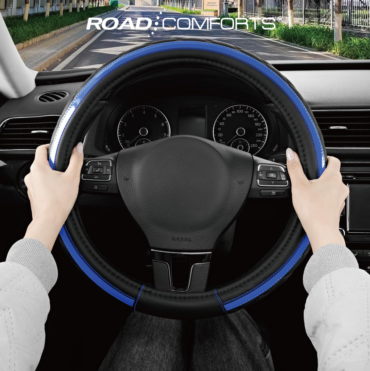 Road Comforts cover beside ruler showing fit for 14.5 to 15 inch wheels