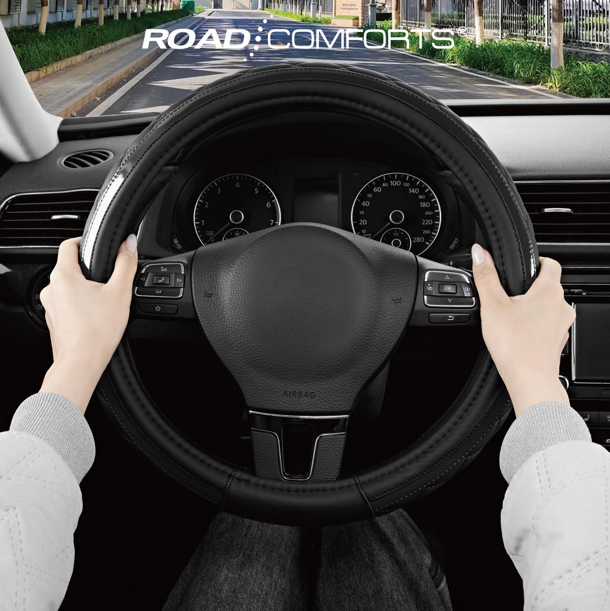 Road Comforts palm-rest texture close-up for cushioned driving comfort