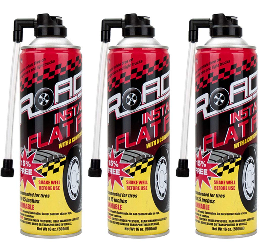 Road front packaging showing label and 16oz can for fast emergency repairs