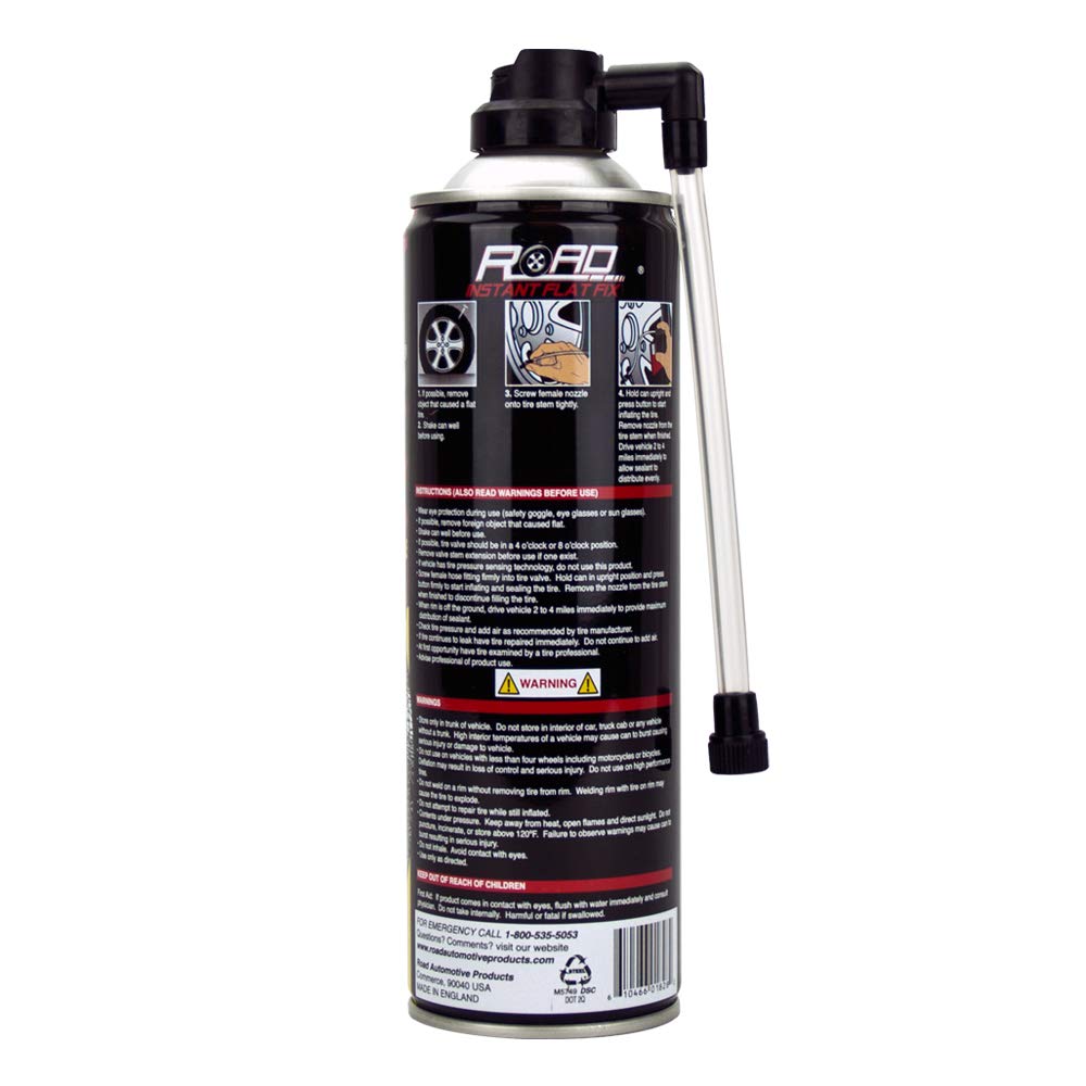 Road can in use on a flat tire restoring pressure for safe driving