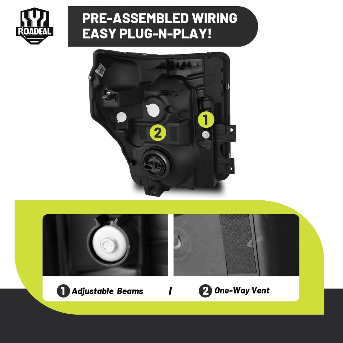 ROADEAL H13 bulb and 3157 socket detail for quick plug-and-play replacement
