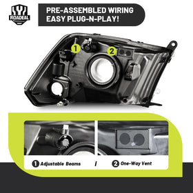 ROADEAL headlight installed on Dodge Ram demonstrating factory alignment
