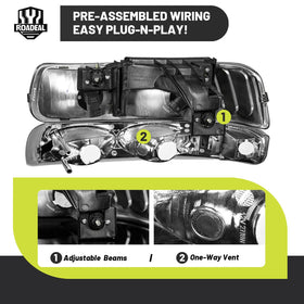 ROADEAL reflector detail highlighting heat resistance and brighter beam