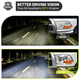 ROADEAL headlight beside tools showing plug-and-play swap convenience