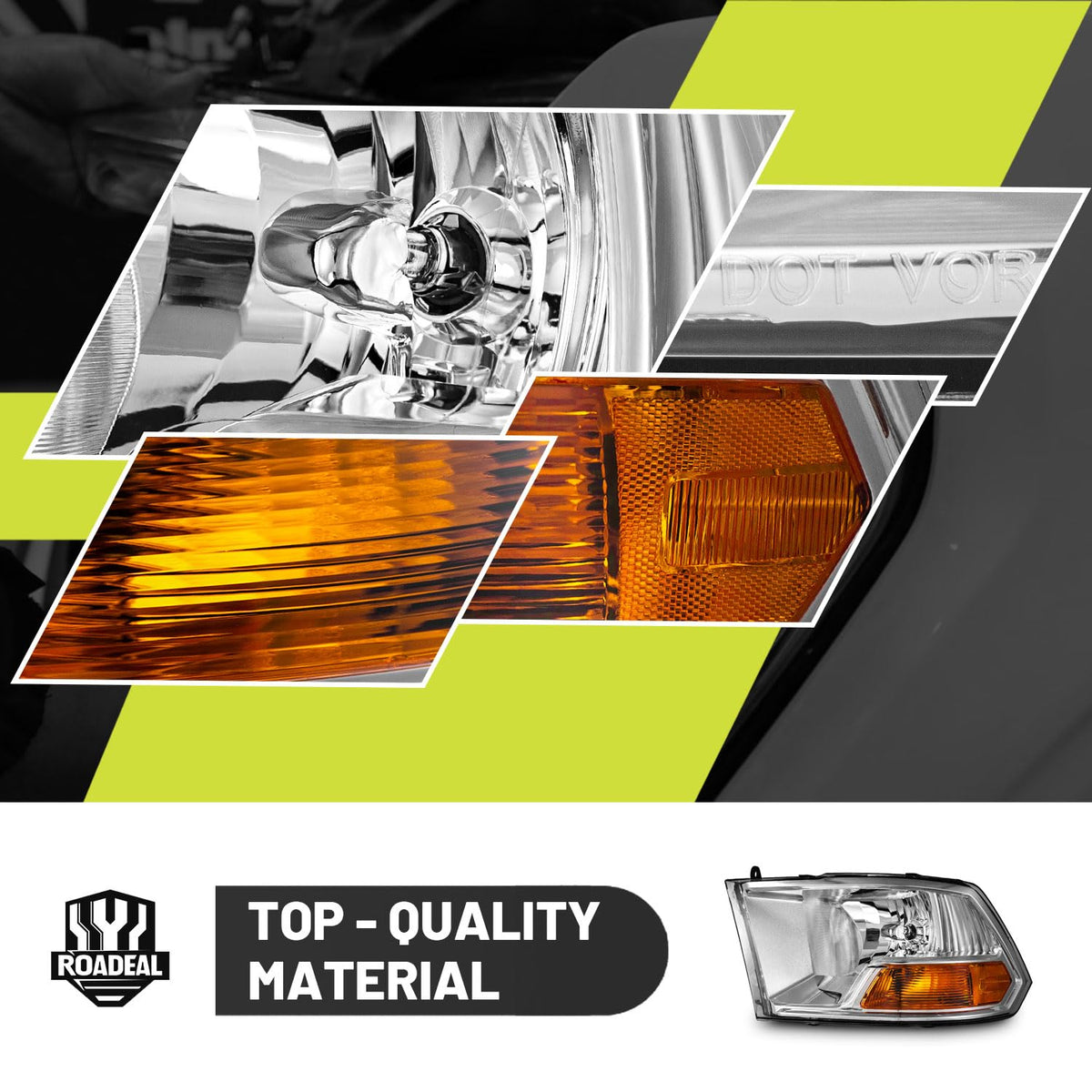 ROADEAL headlight with water spray demonstrating IP65 waterproof protection