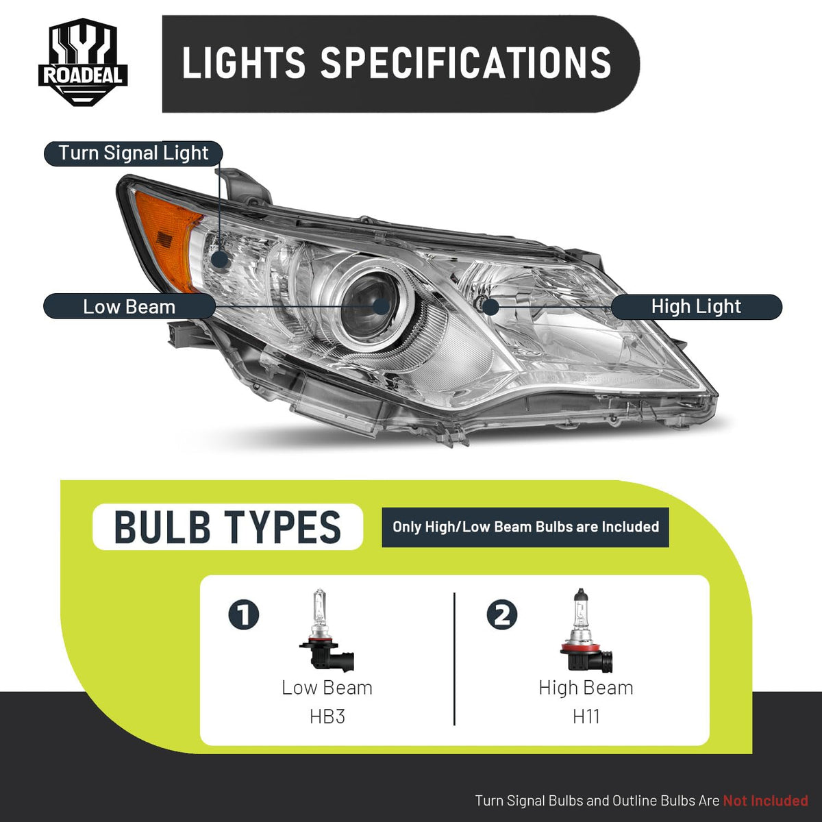 ROADEAL headlight installed on Toyota Camry demonstrating plug-and-play benefit