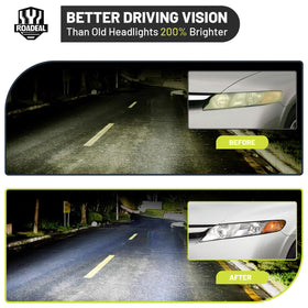 ROADEAL night beam pattern on road demonstrating brighter, focused illumination