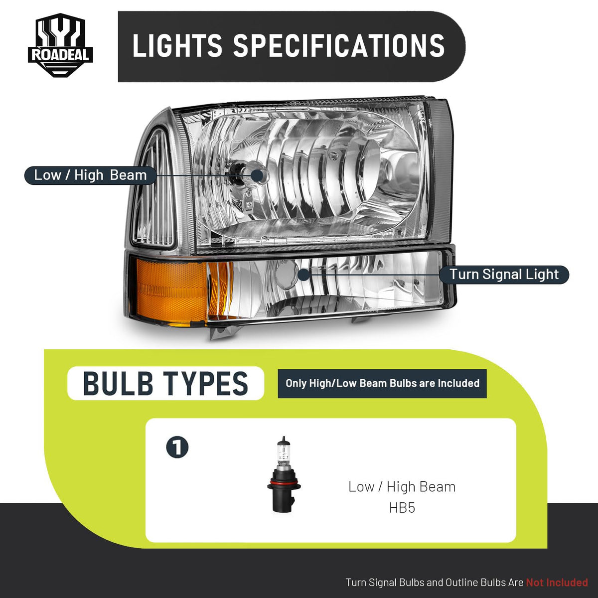 ROADEAL headlight installed on Ford Super Duty demonstrating direct-fit replacement