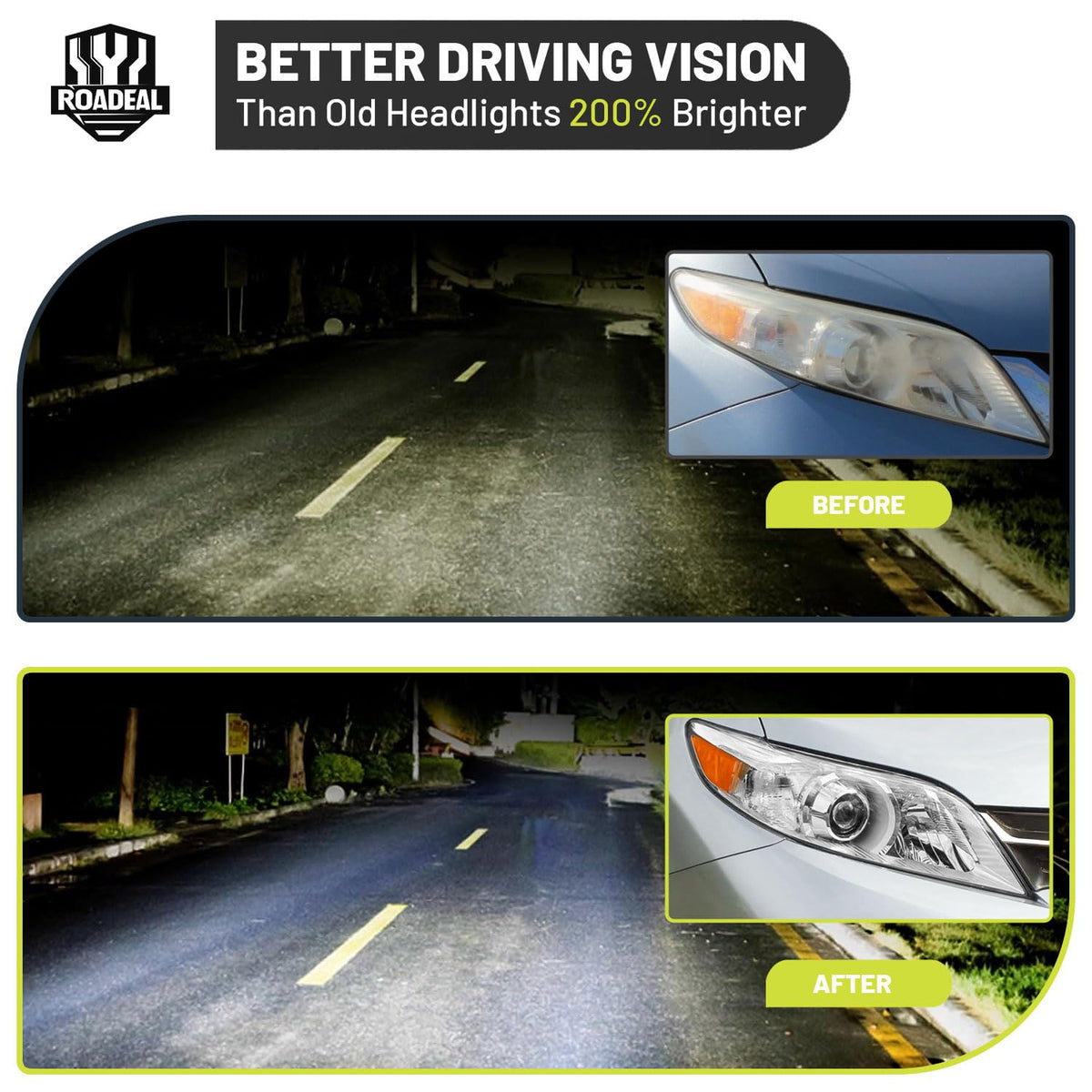 ROADEAL installed on Toyota Sienna demonstrating restored lighting