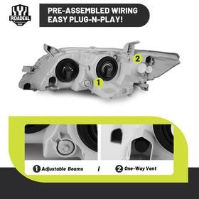 ROADEAL installed on Camry driver side showing direct-fit replacement benefit