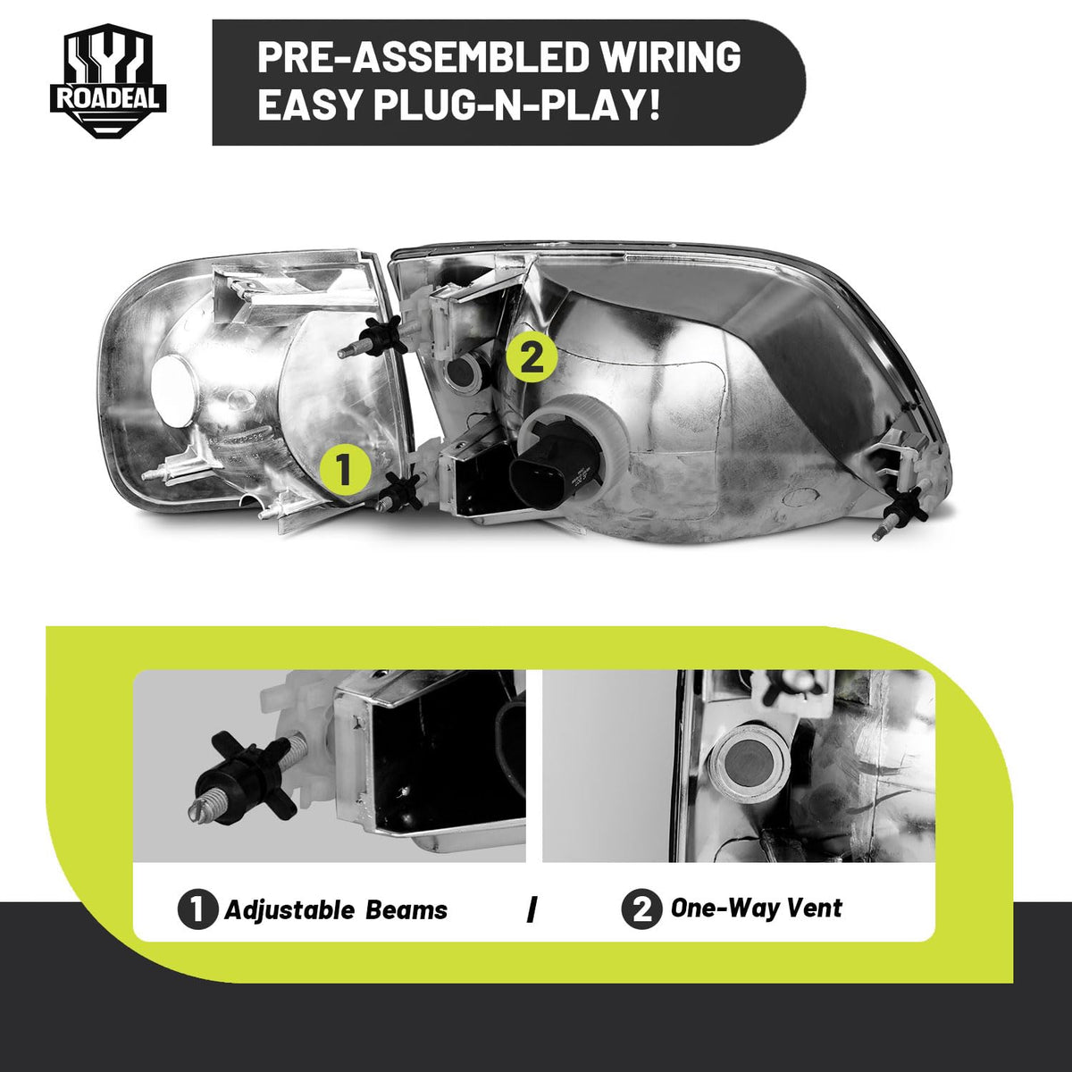 ROADEAL headlight installed on Ford truck improving road illumination