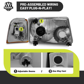 ROADEAL headlight installed on Ford Ranger demonstrating plug-and-play fit