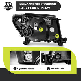 ROADEAL headlight installed on Toyota Tacoma demonstrating direct plug-and-play advantage