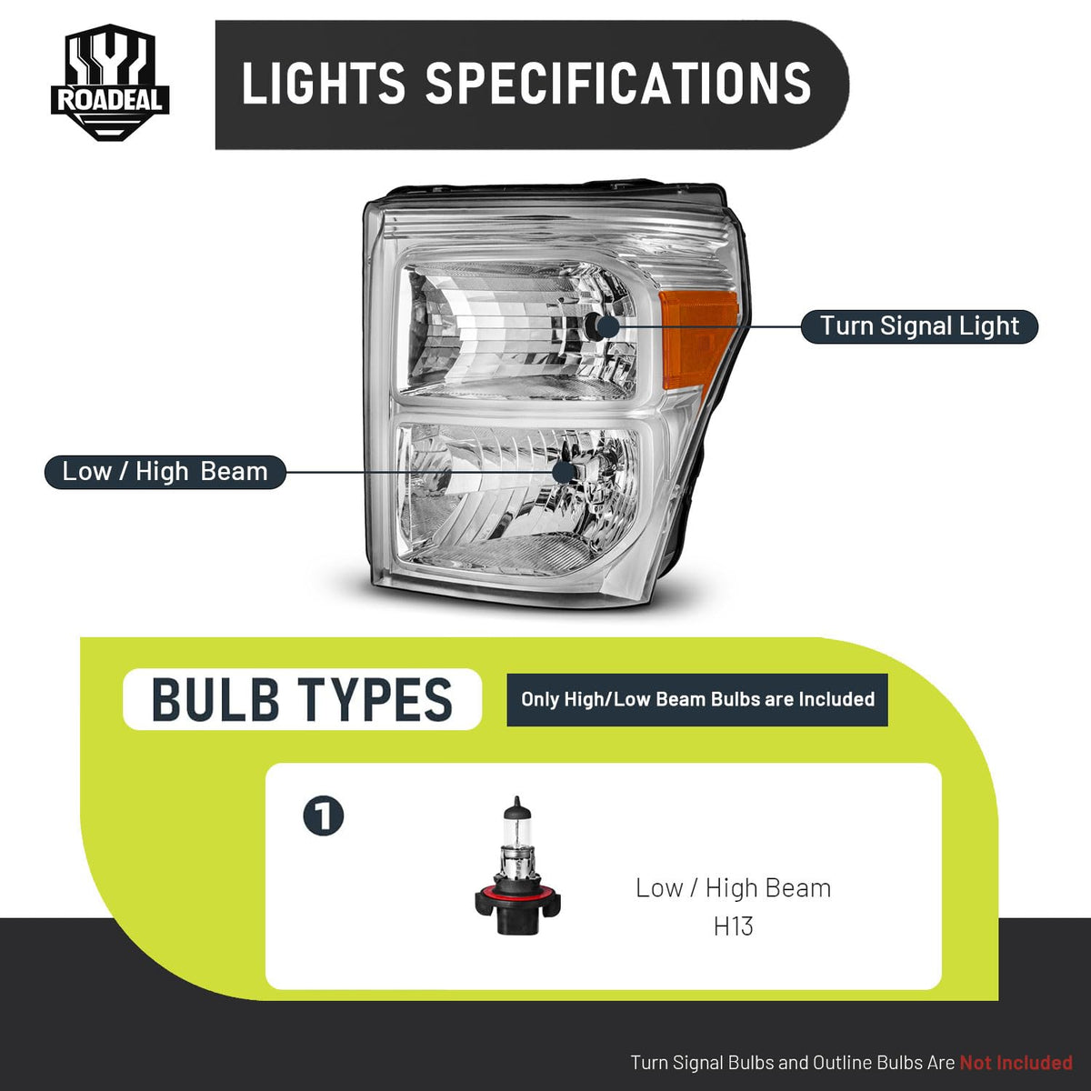 ROADEAL close-up of UV-coated polycarbonate lens for clearer, longer-lasting beams