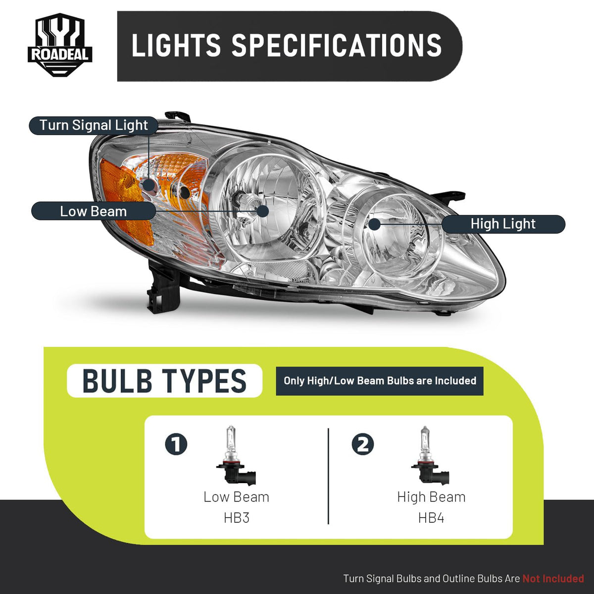 ROADEAL passenger side headlight angled view demonstrating matching symmetry and clarity